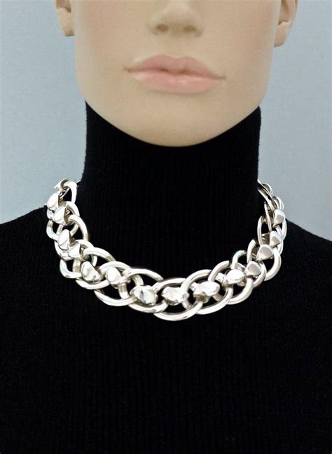 ysl silver chain necklace|YSL vintage necklace.